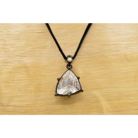 Givenchy Vintage Necklace Gunmetal Rhinestone Crystal 1990s Signed Bin2C - Picture 1 of 9